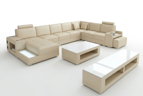 Corner leather corner sofa U-shape sofa couch design upholstery textile modern textile new
