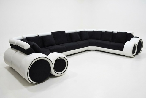 Corner Leather Modern XXL Sofa Living Landscape Leather Sofa U-Shape A1163 with USB