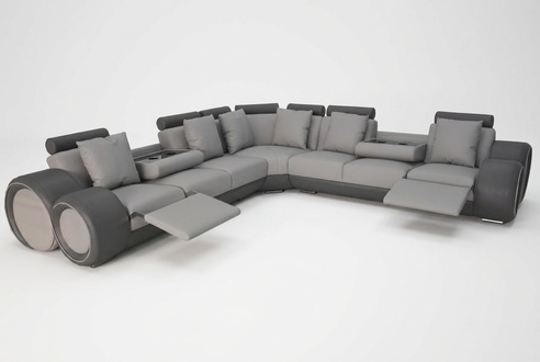 Corner Leather Modern XXL Couch Living Area Leather Sofa L-Shape + USB Couch New
