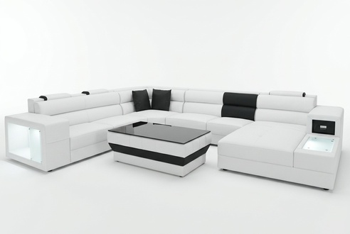 Corner Leather Modern XXL Couch Living Room Leather Sofa U-Shape B2006