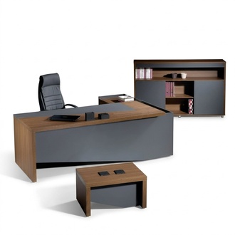 Corner Office Desk Complete Office Desk Set 3pcs Wood Office Furniture Grey