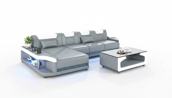 Corner sofa L shape leather sofa couch sofa grey luxury modern couches