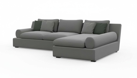 Corner sofa: Aesthetics of form and softness of the fabric.