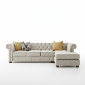 Corner Sofa Beige Living Area Couch Corner Set Upholstery Chesterfield Furniture Design