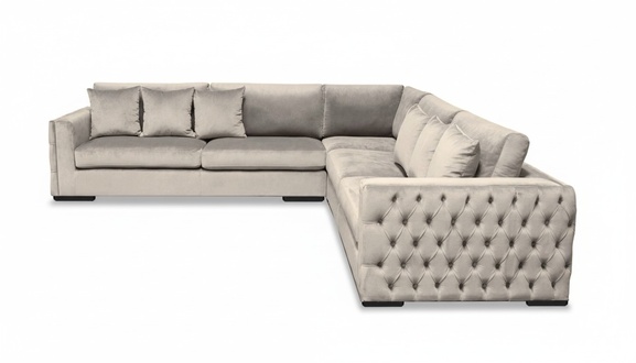 Beige corner sofa living landscape couch corner set upholstery new velvet furniture design