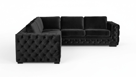 Black corner sofa living landscape couch corner set upholstery velvet fabric furniture design