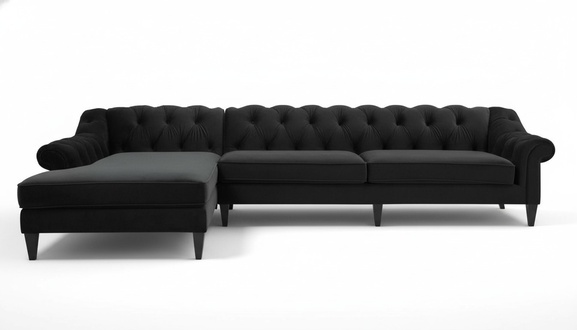 Corner sofa black living landscape couch corner suite upholstered velvet fabric furniture design