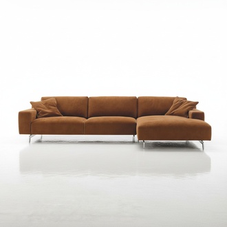 Corner sofa brown design upholstery couch textile living room L shape sofas Prianera