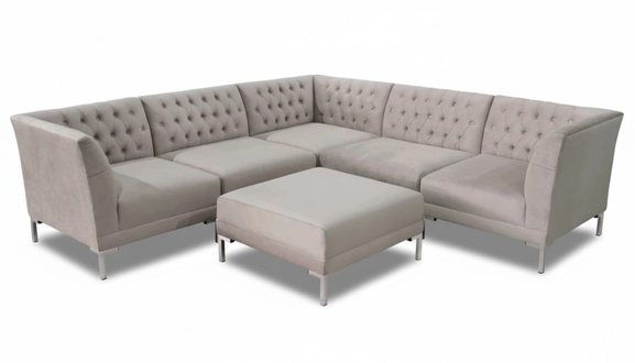 Corner Sofa Chesterfield Stool 2pcs Set Textile Fabric Couches Sofas Corner Set New