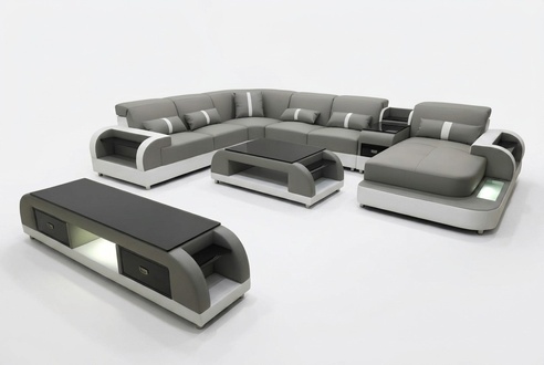 corner sofa couch sofa led set living area upholstered set usb illuminated