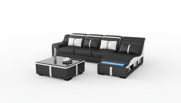 Corner Sofa Couch Upholstery Corner Seat L Shape Leather Set Living Landscape Illuminated