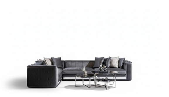 Corner sofa sofa couch upholstery seat corner set L shape wood with textile new