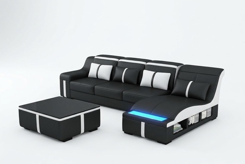 Corner Sofa Couch Upholstery Corner Seat Leather Set Illuminated L Shape Living Landscape