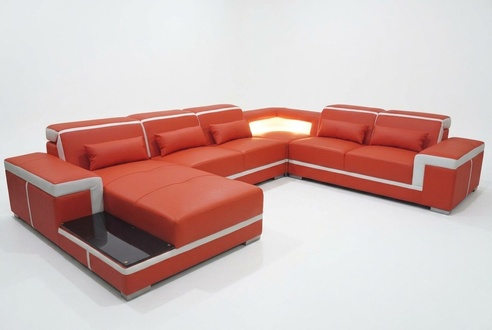 Corner Sofa Couch Upholstered Corner Leather Seating Sofas Living Area XXL U Shape G8020