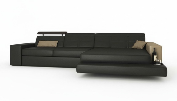 Corner Sofa Couch Upholstery Living Landscape Corner Leather Sofa Black L Shape