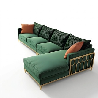 Corner sofa fabric U shape couch design upholstery corner modern living area metal fabric