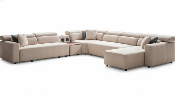 Corner Sofa Fabric U-Shape Bed Function Couch Design Upholstered Textile Corner Modern