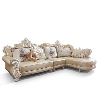 Corner Sofa L Shape Living Area Couch Furniture Leather Wood Sofa Chesterfield