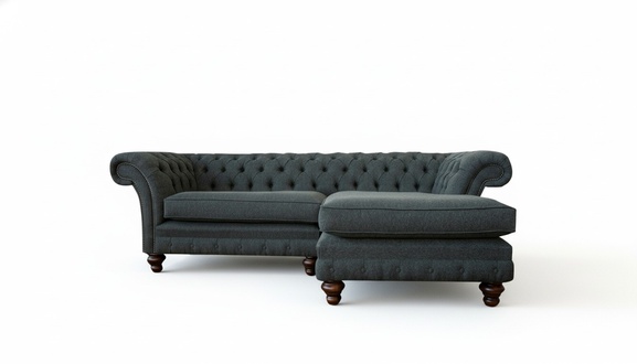 Corner Sofa L Shape Chesterfield Gray Textile Sofa Living Room Corner Set Luxury Sofas