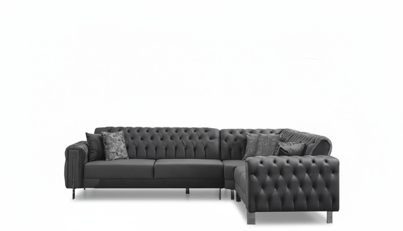 Corner Sofa L-Shape Corner Couch Sofa Sleeper Sofa Chesterfield Metal Gray