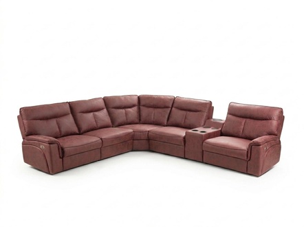 Corner sofa L-shape design living room luxury seating modern red upholstered furniture