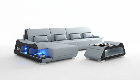 Corner sofa L shape leather sofa couch sofa blue luxury modern corner set couches