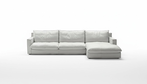 Corner sofa leather L-shaped couch corner luxury design upholstery white living room PRIANERA
