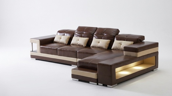 Corner Sofa Leather Living Set Design Modern Sofa L Shape Brown Couch