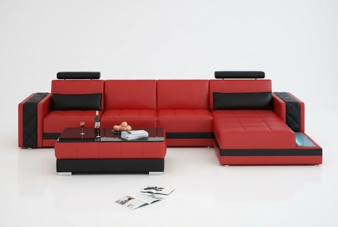 Corner Sofa Leather Sofa Big XXL L Shape Living Landscape Sofa with USB Set New H2211B