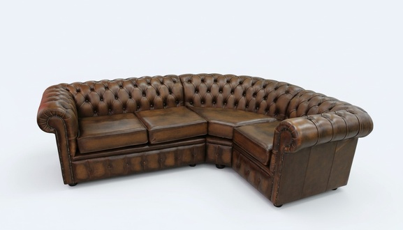 Corner Sofa Chesterfield L-Form Classic Brown Faux Leather Amazing Couch New