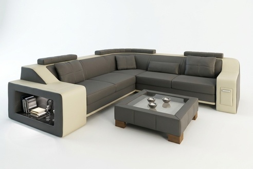 Corner sofa leather textile sofa with USB upholstery living landscape L set seat Isching