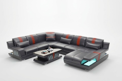 Corner sofa living area sofa couch U shape upholstery couches leather design illuminated