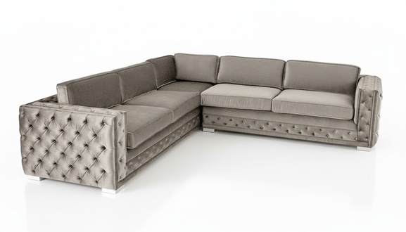 Corner sofa living area taupe couch corner set upholstered velvet fabric furniture design