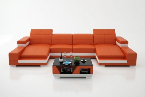 Corner Sofa Sofa Living Landscape U Shape Upholstery Couch Leather Sofa Orange Sofas Set