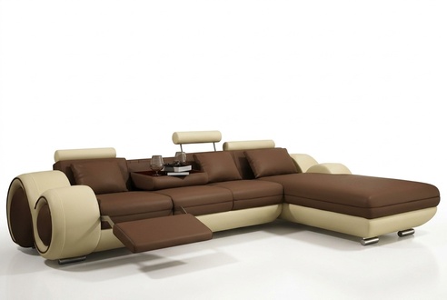 Corner Sofa Living Area Leather Sofa Upholstery Set Corner - Gray-White Couch