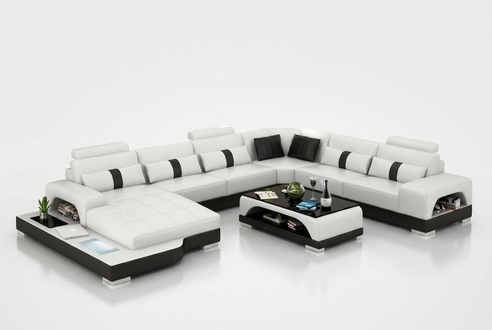 Corner sofa living landscape + USB cushion design couch modern leather sofa corner set