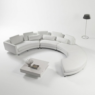 Modern Corner Sofa Round Couch Round Corner Upholstered Sofa Seating Set Leather Couch + USB