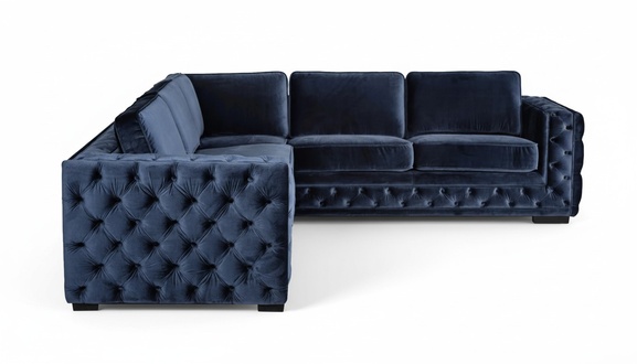 Corner Sofa Navy Blue Corner Set Upholstered Velvet New Furniture Design Living Area Couch