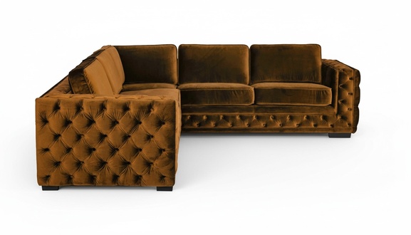 Orange corner sofa living area couch corner set upholstered furniture Chesterfield sofa