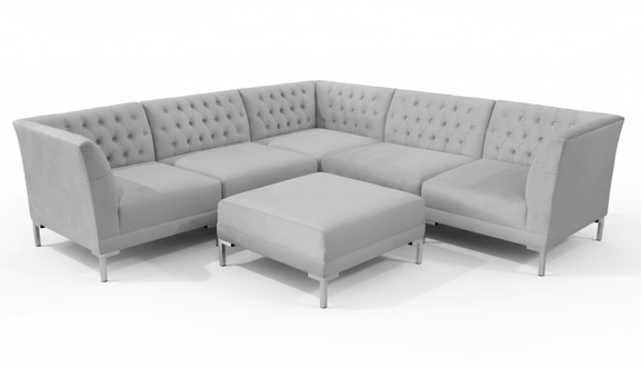 Corner Sofa Stool Grey Big Textill Fabric Chesterfield Sofas Furniture Footstool Sofas