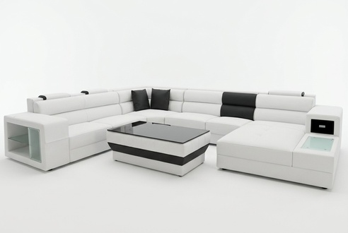 Corner sofa corner set corner couch sofa couch upholstery living landscape table LED USB new