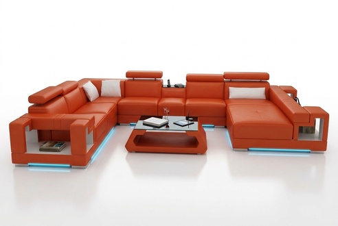 Corner sofa set modern sofa USB leather sofa couch living area orange new