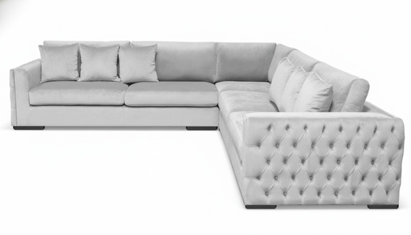 Corner sofa silver couch corner set upholstery living landscape velvet fabric furniture design
