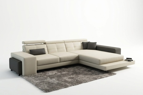 Corner sofa + USB upholstered sofa living area seating corner set leather textile Geroda