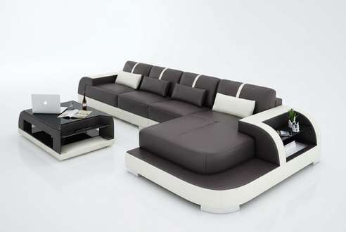 Corner sofa + USB upholstered living landscape LED upholstered corner design sofa leather sofa