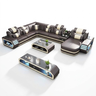 Corner sofa U shape coffee table living area upholstery corner couch leather corner sofa