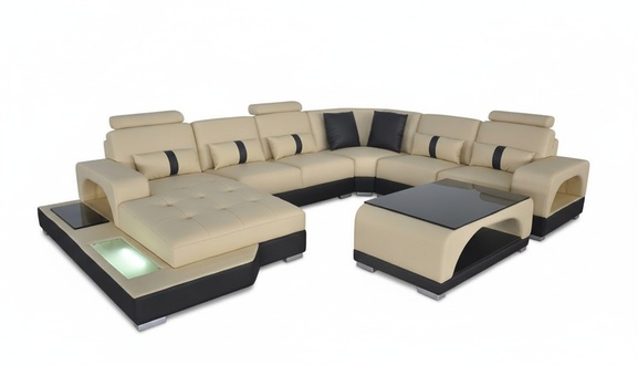 Corner sofa U-shape couch textile black U shape living area modern luxury couches
