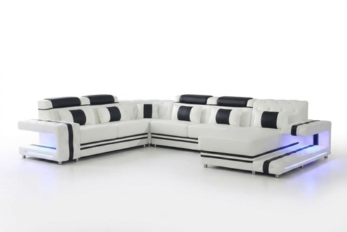 Corner sofa U shape couch upholstery designer leather Big leather sofa living area