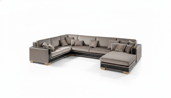 Corner Sofa U-Form Sofa Couch Design Upholstery Textile Sofas Seat Furniture Living Landscape