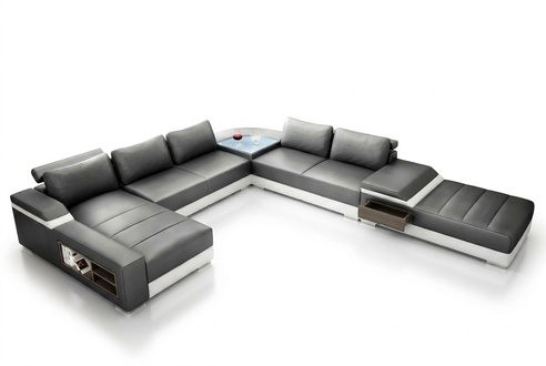 Corner sofa U shape sofa couch upholstered corner sofa living area leather sofa USB new 2680